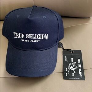 BNWT UNISEX TRUE RELIGION BRAND JEANS HAT CAP NAVY BLUE ONE SIZE FIT MOST (OSFM)